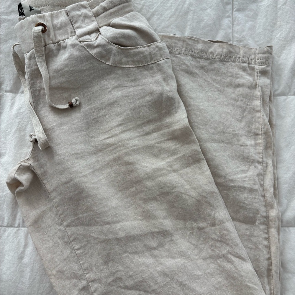 Guess Cream Wide Leg Pants Relaxed Fit